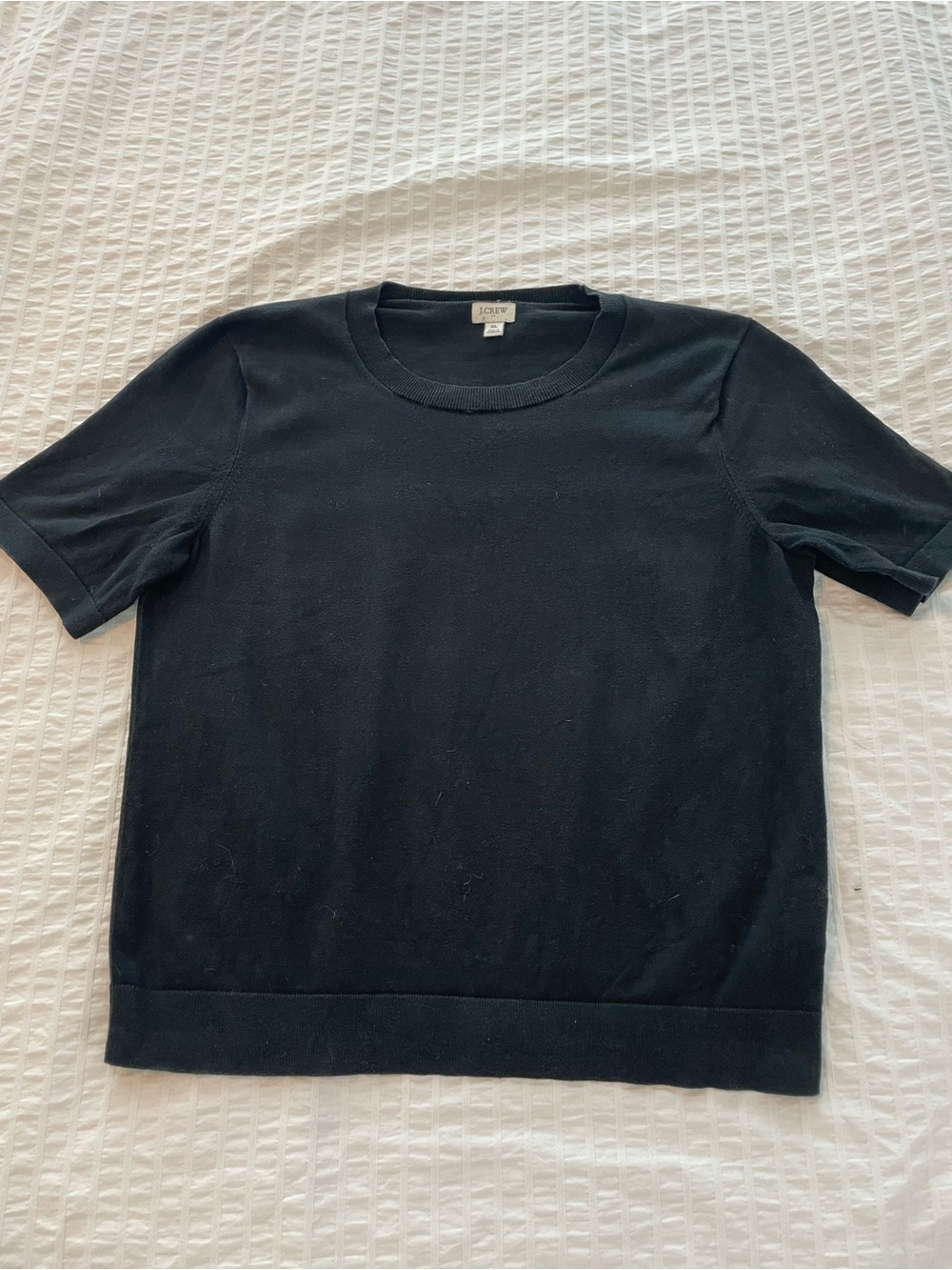 J. Crew Black Short Sleeve Crewneck Knit Top